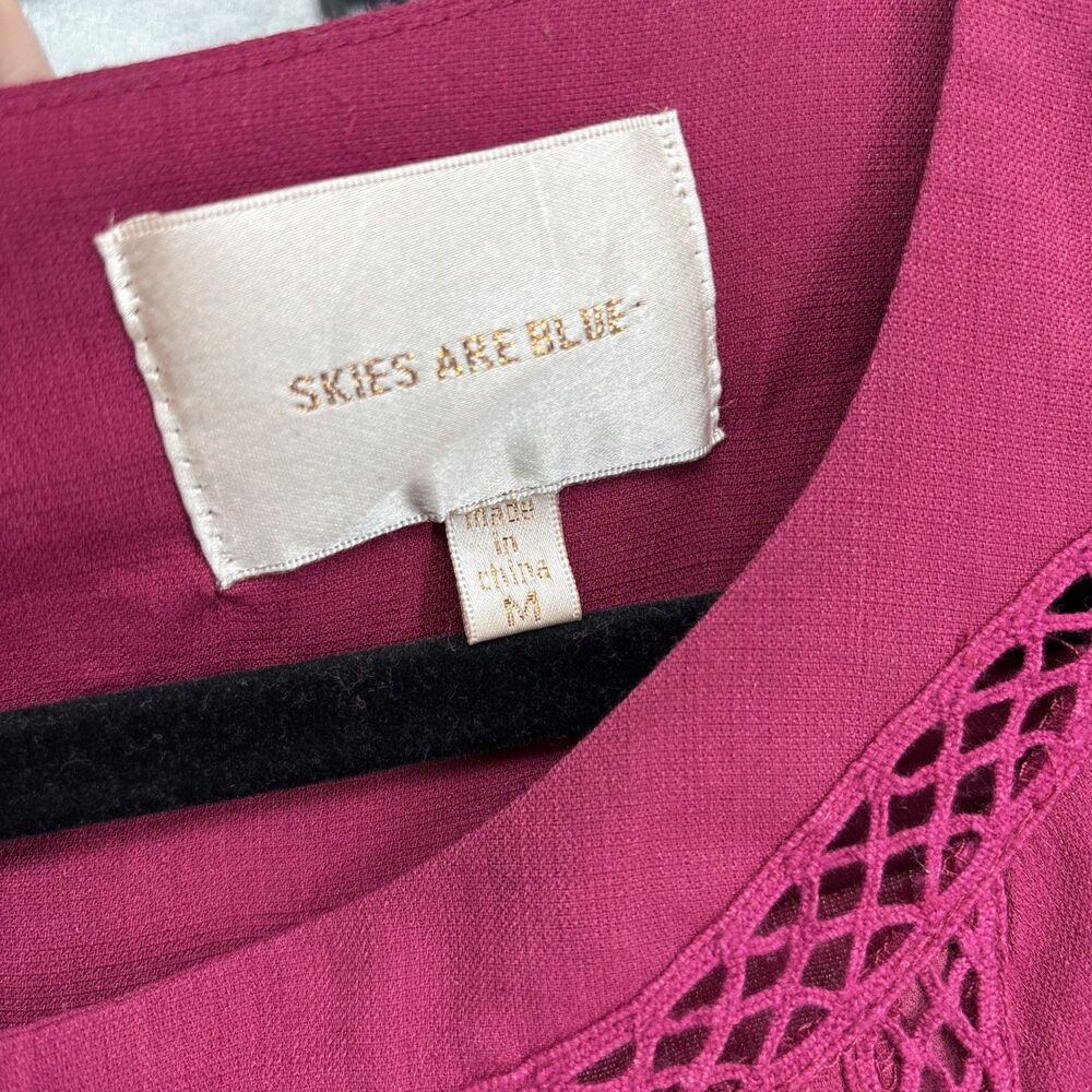 Skies Are Blue Pink Pintuck Eyelet Trim Top M anthropologie - Picture 2 of 5